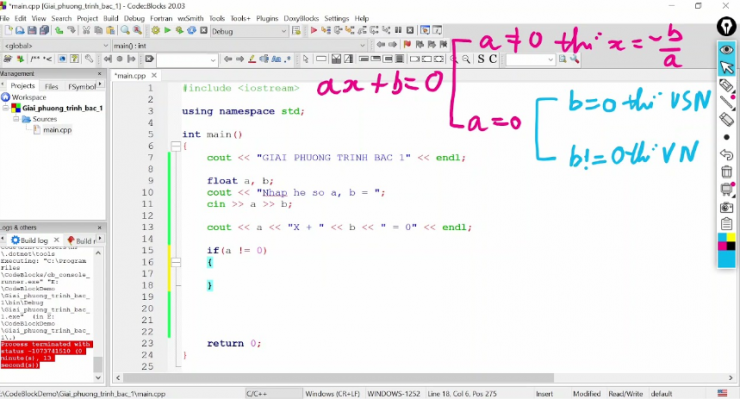 Giải Phương Trình Bậc 1 Bằng C++